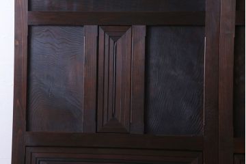 和製アンティーク　レア物　凝ったデザインが目を引くヒノキ材の板戸(引き戸)2枚組
