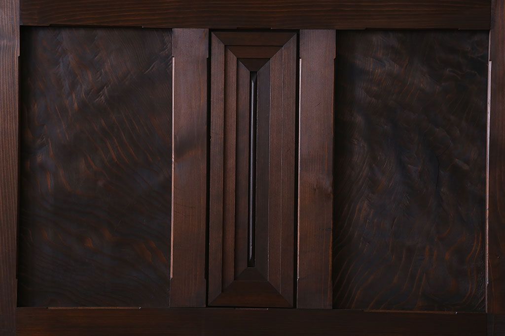 和製アンティーク　レア物　凝ったデザインが目を引くヒノキ材の板戸(引き戸)2枚組