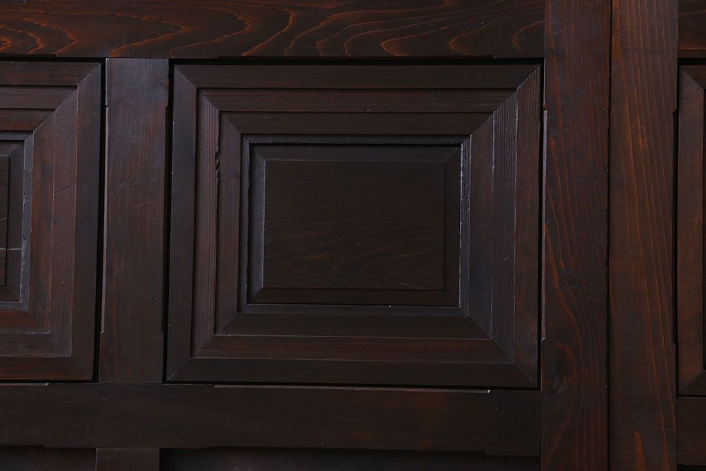 和製アンティーク　レア物　凝ったデザインが目を引くヒノキ材の板戸(引き戸)2枚組