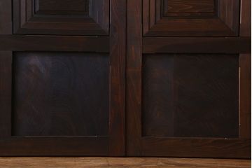 和製アンティーク　レア物　凝ったデザインが目を引くヒノキ材の板戸(引き戸)2枚組
