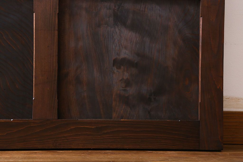 和製アンティーク　レア物　凝ったデザインが目を引くヒノキ材の板戸(引き戸)2枚組