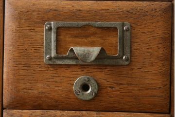 レトロ家具　昭和レトロ　ナラ材　重厚な雰囲気漂うカードケース(小引き出し、小物収納、図書館、図書室)