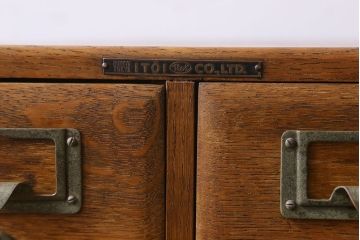 レトロ家具　昭和レトロ　ナラ材　重厚な雰囲気漂うカードケース(小引き出し、小物収納、図書館、図書室)