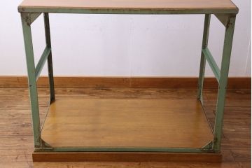 ヴィンテージ家具　フランスビンテージ　オリジナルペイント　シャビーな雰囲気が魅力的なラック(陳列棚、飾り棚)