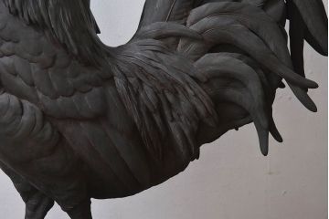 アンティーク雑貨　フランスアンティーク F.BARBEDIENNE　A.Cain　ブロンズ像(ニワトリ像、動物像)