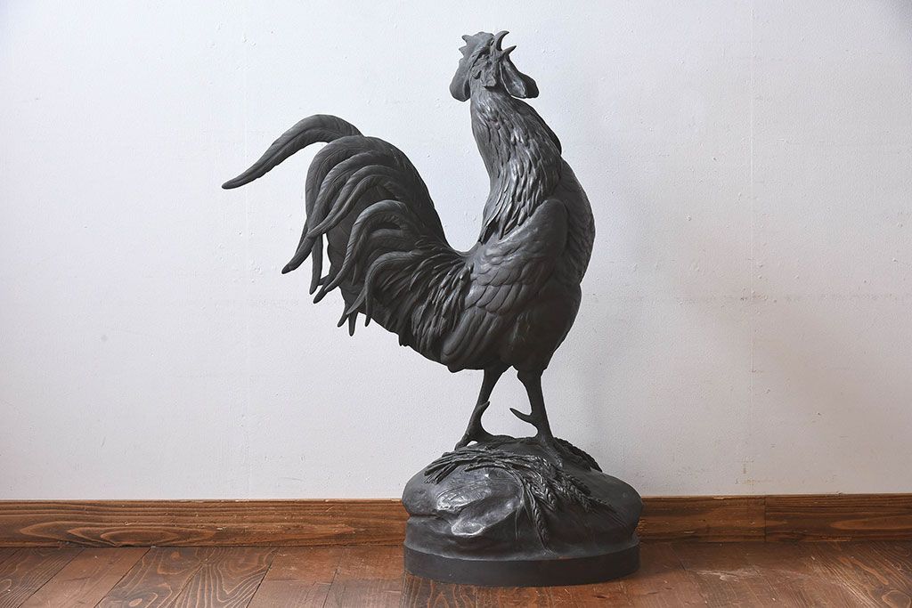 アンティーク雑貨　フランスアンティーク F.BARBEDIENNE　A.Cain　ブロンズ像(ニワトリ像、動物像)