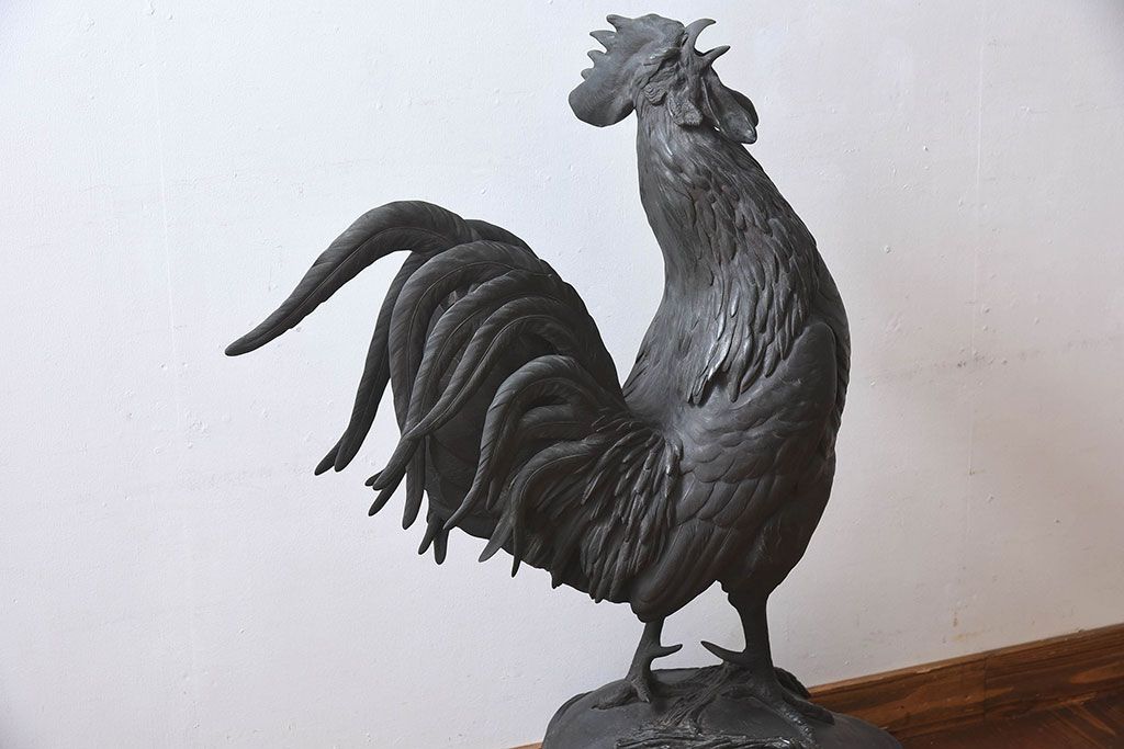 アンティーク雑貨　フランスアンティーク F.BARBEDIENNE　A.Cain　ブロンズ像(ニワトリ像、動物像)