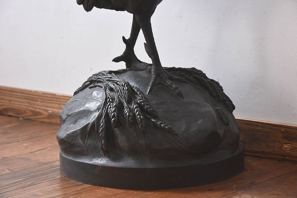 アンティーク雑貨　フランスアンティーク F.BARBEDIENNE　A.Cain　ブロンズ像(ニワトリ像、動物像)