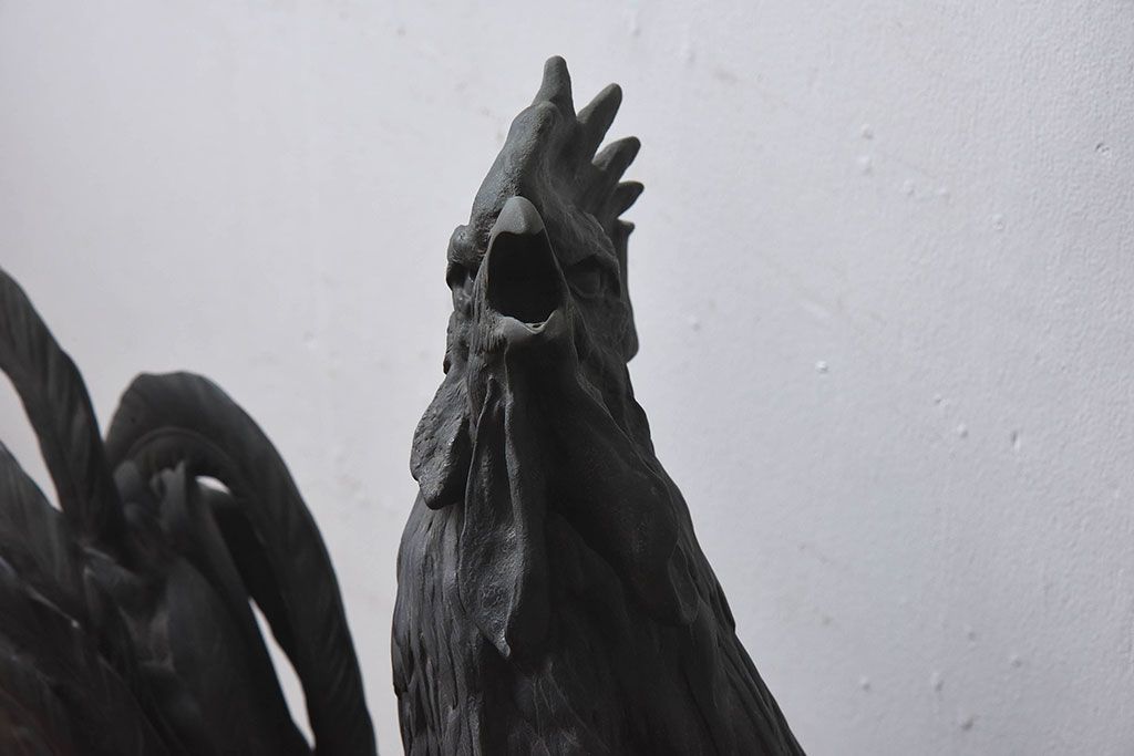 アンティーク雑貨　フランスアンティーク F.BARBEDIENNE　A.Cain　ブロンズ像(ニワトリ像、動物像)