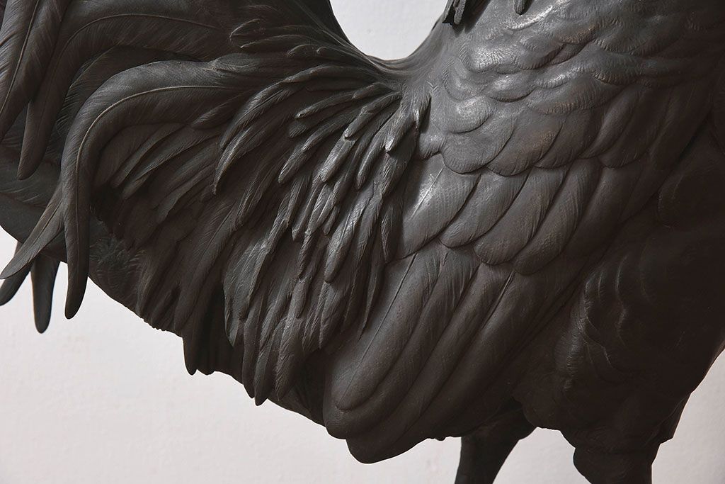 アンティーク雑貨　フランスアンティーク F.BARBEDIENNE　A.Cain　ブロンズ像(ニワトリ像、動物像)