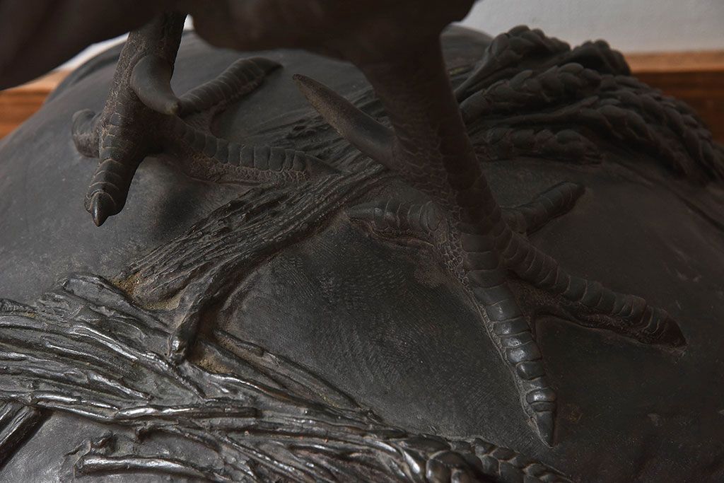 アンティーク雑貨　フランスアンティーク F.BARBEDIENNE　A.Cain　ブロンズ像(ニワトリ像、動物像)