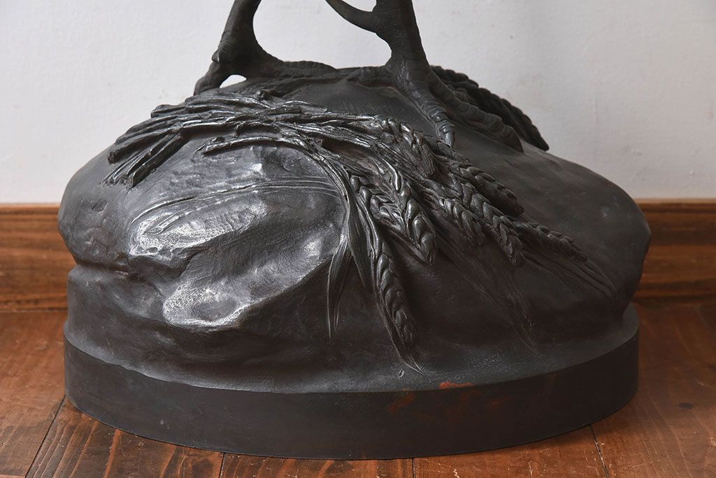 アンティーク雑貨　フランスアンティーク F.BARBEDIENNE　A.Cain　ブロンズ像(ニワトリ像、動物像)