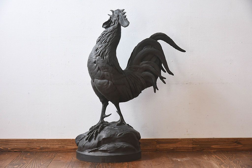 アンティーク雑貨　フランスアンティーク F.BARBEDIENNE　A.Cain　ブロンズ像(ニワトリ像、動物像)