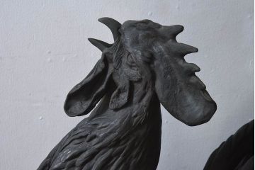 アンティーク雑貨　フランスアンティーク F.BARBEDIENNE　A.Cain　ブロンズ像(ニワトリ像、動物像)