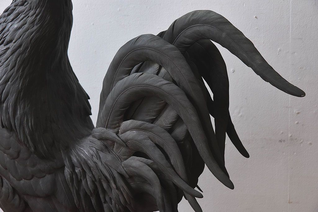 アンティーク雑貨　フランスアンティーク F.BARBEDIENNE　A.Cain　ブロンズ像(ニワトリ像、動物像)