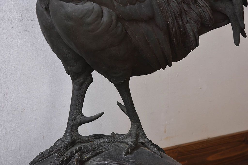 アンティーク雑貨　フランスアンティーク F.BARBEDIENNE　A.Cain　ブロンズ像(ニワトリ像、動物像)