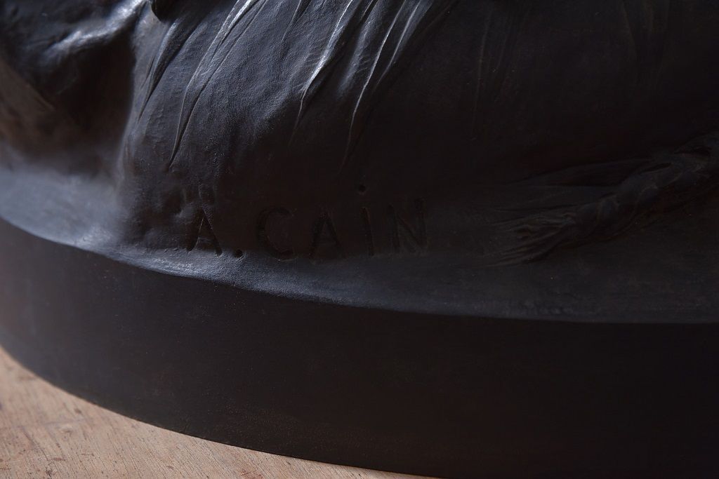 アンティーク雑貨　フランスアンティーク F.BARBEDIENNE　A.Cain　ブロンズ像(ニワトリ像、動物像)