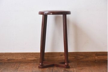 アンティーク雑貨　和製アンティーク　大正昭和期の古い木製スツール(丸椅子、チェア、花台)