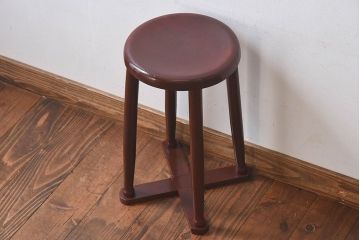 アンティーク雑貨　和製アンティーク　大正昭和期の古い木製スツール(丸椅子、チェア、花台)