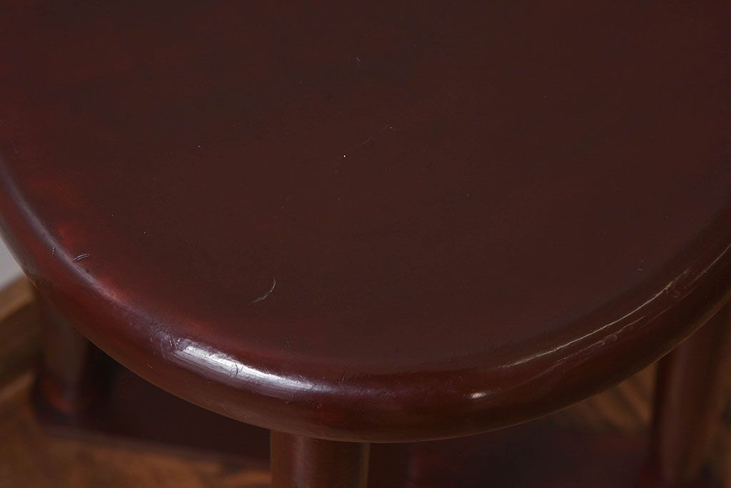 アンティーク雑貨　和製アンティーク　大正昭和期の古い木製スツール(丸椅子、チェア、花台)