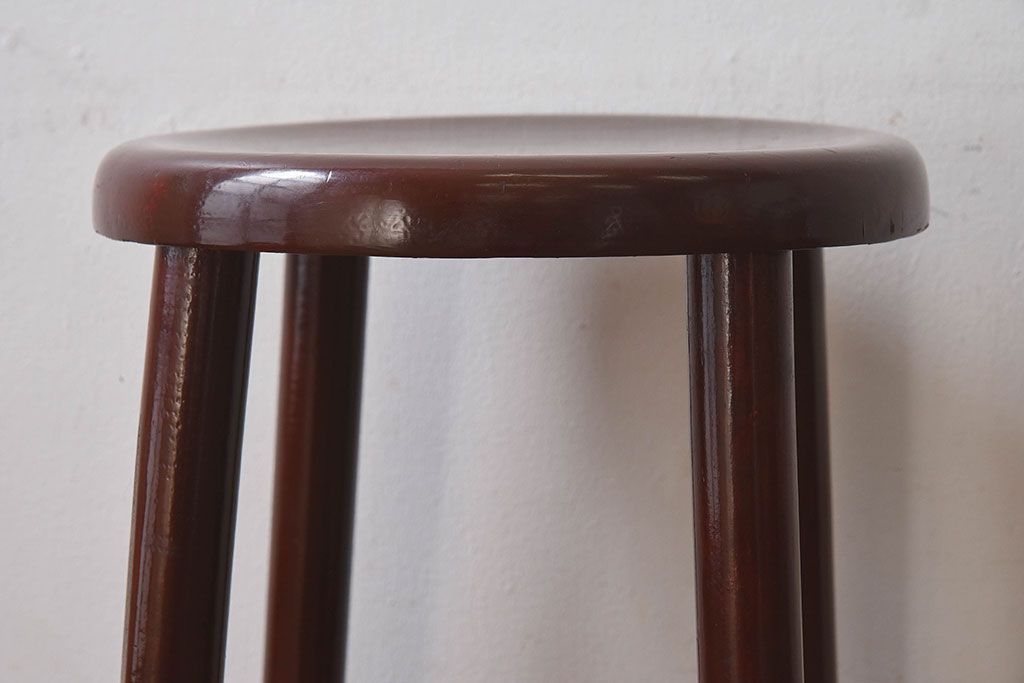 アンティーク雑貨　和製アンティーク　大正昭和期の古い木製スツール(丸椅子、チェア、花台)