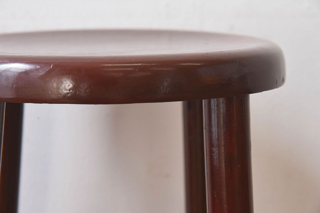 アンティーク雑貨　和製アンティーク　大正昭和期の古い木製スツール(丸椅子、チェア、花台)