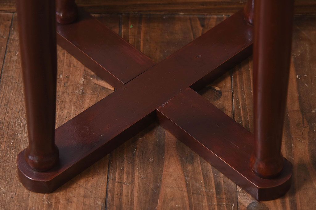 アンティーク雑貨　和製アンティーク　大正昭和期の古い木製スツール(丸椅子、チェア、花台)