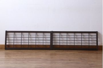 和製アンティーク　シンプルなデザインが魅力的な格子戸(窓、明かり取り、明り取り)2枚組(1)