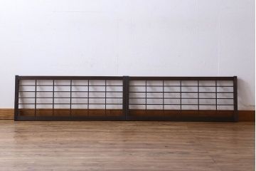 【I様ご成約済】和製アンティーク　シンプルなデザインが魅力的な格子戸(窓、明かり取り、明り取り)2枚組(2)