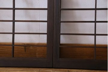 【I様ご成約済】和製アンティーク　シンプルなデザインが魅力的な格子戸(窓、明かり取り、明り取り)2枚組(2)