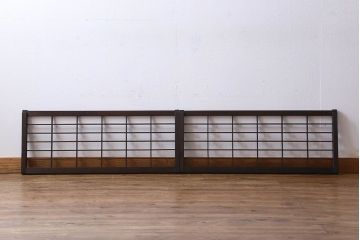 【I様ご成約済】和製アンティーク　シンプルなデザインが魅力的な格子戸(窓、明かり取り、明り取り)2枚組(2)