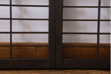 【I様ご成約済】和製アンティーク　シンプルなデザインが魅力的な格子戸(窓、明かり取り、明り取り)2枚組(2)