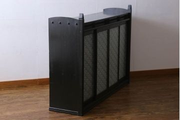 アンティーク家具　和製アンティーク　大正ロマン　プレスガラスがおしゃれなキャビネット(収納棚、戸棚)