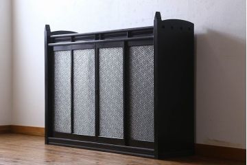 アンティーク家具　和製アンティーク　大正ロマン　プレスガラスがおしゃれなキャビネット(収納棚、戸棚)
