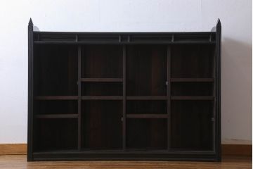 アンティーク家具　和製アンティーク　大正ロマン　プレスガラスがおしゃれなキャビネット(収納棚、戸棚)