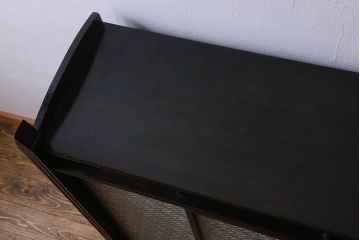 アンティーク家具　和製アンティーク　大正ロマン　プレスガラスがおしゃれなキャビネット(収納棚、戸棚)