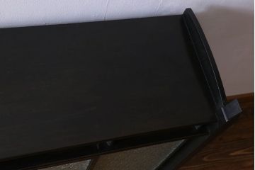 アンティーク家具　和製アンティーク　大正ロマン　プレスガラスがおしゃれなキャビネット(収納棚、戸棚)