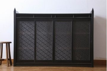 アンティーク家具　和製アンティーク　大正ロマン　プレスガラスがおしゃれなキャビネット(収納棚、戸棚)