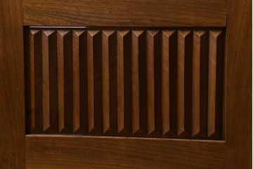 アンティーク家具　和製アンティーク　側面の意匠が印象的な総ケヤキ材のデスク(文机、在宅ワーク、在宅用片袖机)