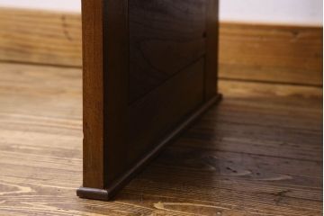 アンティーク家具　和製アンティーク　側面の意匠が印象的な総ケヤキ材のデスク(文机、在宅ワーク、在宅用片袖机)