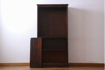 中古　北海道民芸家具　木の質感が魅力的なシックな本棚(陳列棚)(定価31万円)