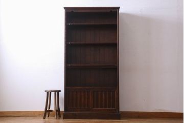 中古　北海道民芸家具　木の質感が魅力的なシックな本棚(陳列棚)(定価31万円)