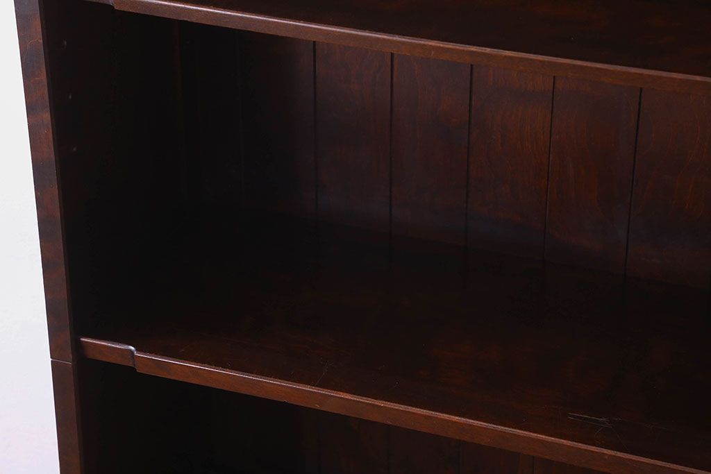 中古　北海道民芸家具　木の質感が魅力的なシックな本棚(陳列棚)(定価31万円)