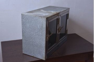 レトロ家具　昭和レトロ　SATO(佐藤産業)　小さなブリキガラスケース(ショーケース、収納箱)
