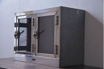 レトロ家具　昭和レトロ　SATO(佐藤産業)　小さなブリキガラスケース(ショーケース、収納箱)