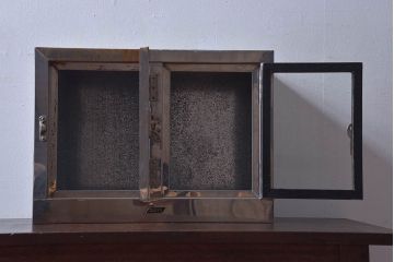 レトロ家具　昭和レトロ　SATO(佐藤産業)　小さなブリキガラスケース(ショーケース、収納箱)