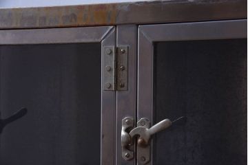 レトロ家具　昭和レトロ　SATO(佐藤産業)　小さなブリキガラスケース(ショーケース、収納箱)