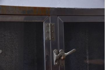 レトロ家具　昭和レトロ　SATO(佐藤産業)　小さなブリキガラスケース(ショーケース、収納箱)