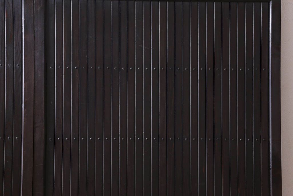 和製アンティーク　細かな縦桟が美しい平格子戸(引き戸、建具)2枚組