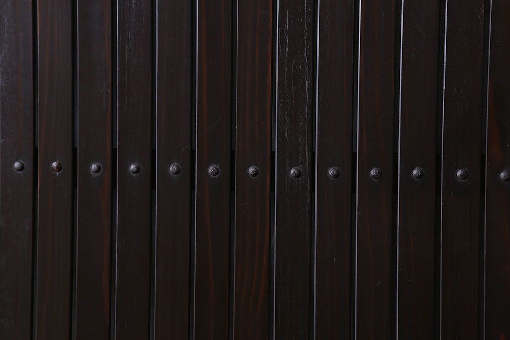 和製アンティーク　細かな縦桟が美しい平格子戸(引き戸、建具)2枚組